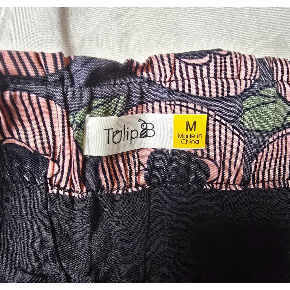 Tulip B Retro Floral A-Line Mini Skirt Lined Pockets Elastic Waist Medium - Picture 5 of 8
